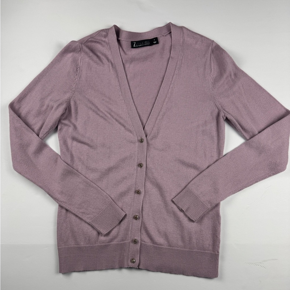 Long sleeve V-neck New York & Company Mauve Cardigan Sweater size small